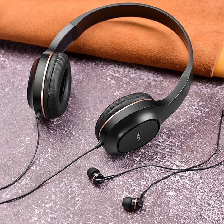 Tai nghe chụp tai có dây Hoco W24 - Tặng kèm tai nghe nhét tai