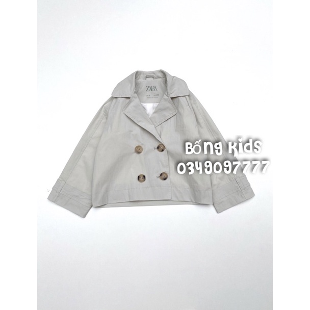 Áo TrenchCoat Bé Gái Dáng Ngắn Be Sữa ZR