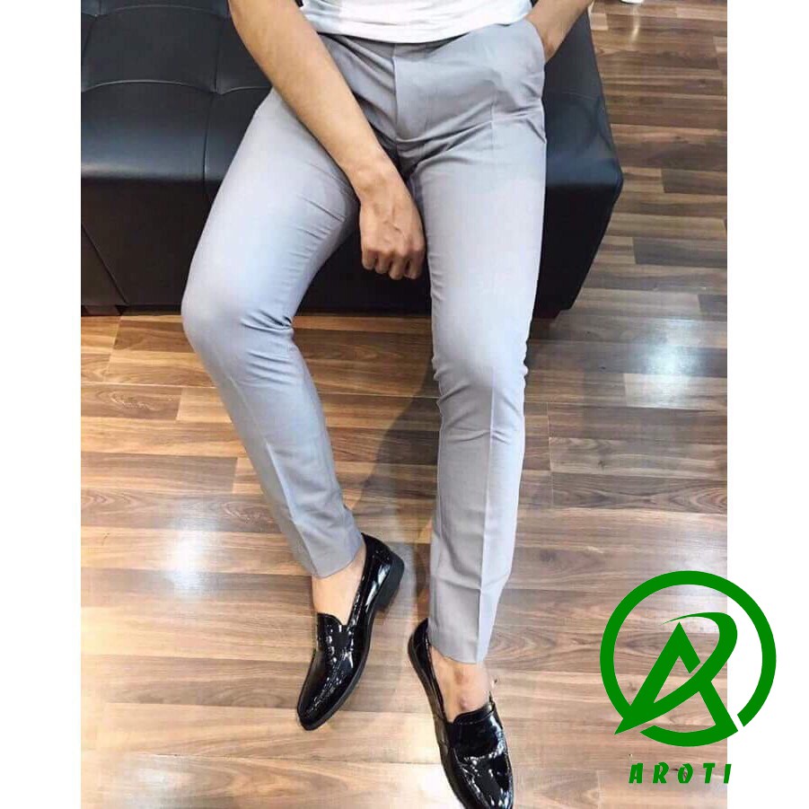 Quần Tây Nam Đẹp AROTI Ống Côn Vải Cotton Đẹp Cao Cấp, Co Giãn Tốt Dáng Âu Đứng,Công Sở Màu Đen,Xám,Ghi-Đủ Size QA45-SP3