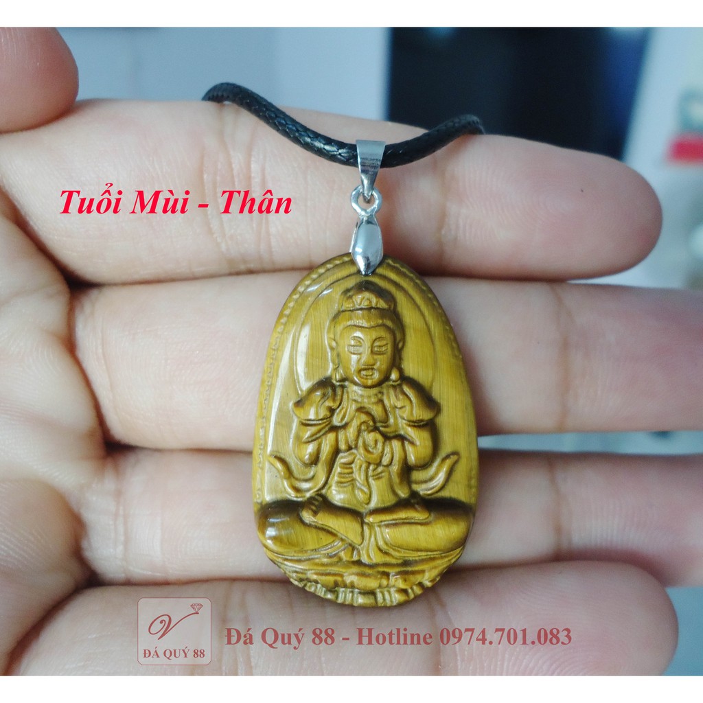 Mặt phật bản mệnh hộ mệnh tuổi Mùi Thân đá mắt hổ vàng tự nhiên