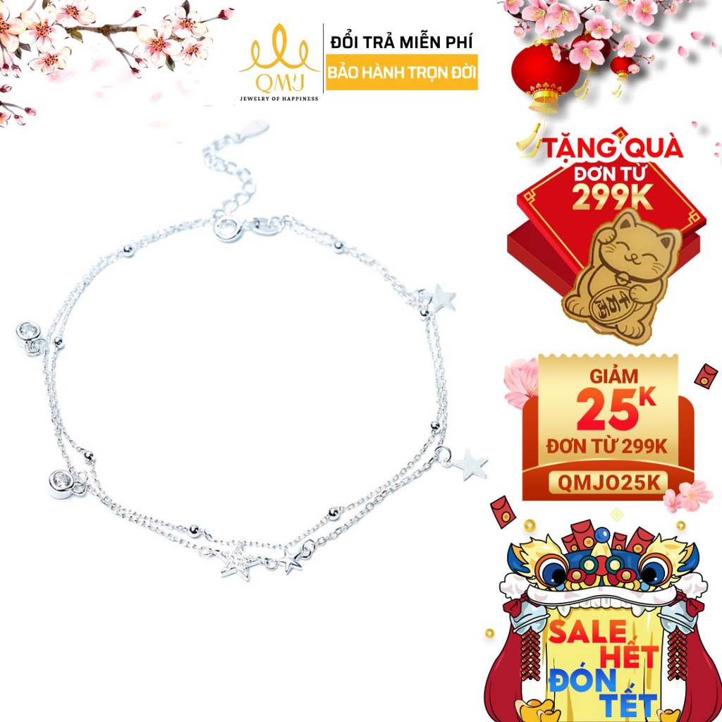 Lắc chân nữ bạc Tinh tú bạc Ý 925 phụ kiện đi biển cho bạn nữ QMJ Q417