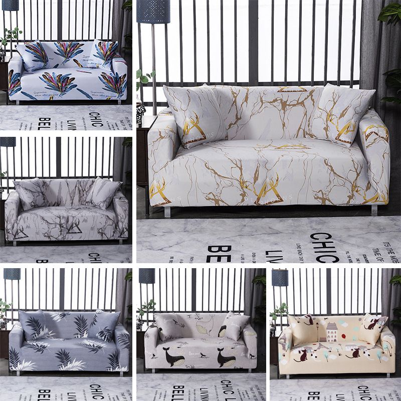 Vỏ Bọc Ghế Sofa 1-4 Chỗ Ngồi Co Giãn Chống Bụi Họa Tiết Cẩm Thạch