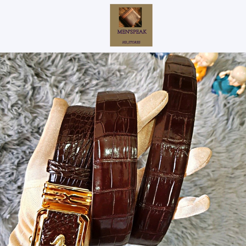 Dây nịt, thăt lưng da cá sấu da bụng liền nguyên con.