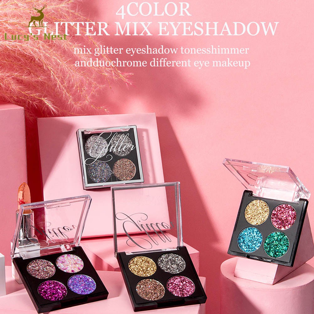 (Hàng Mới Về) Bảng Phấn Mắt 4 Màu Kim Sa Lấp Lánh Lâu Trôi Cho Nữ | BigBuy360 - bigbuy360.vn