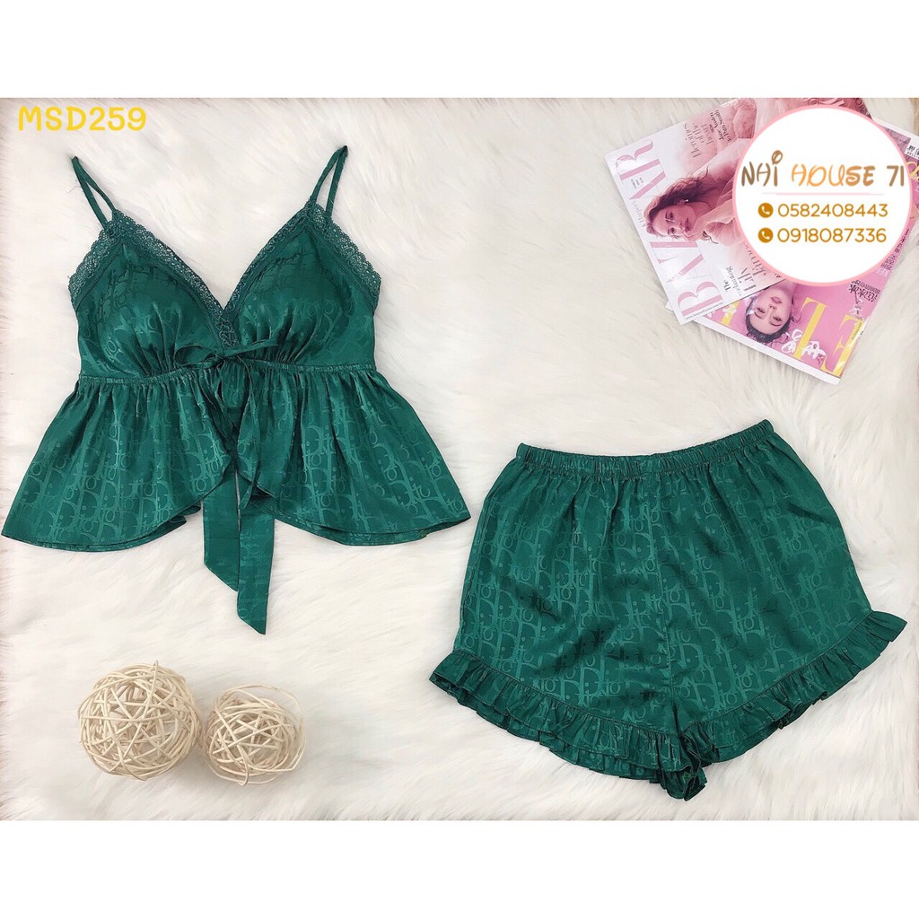 [FREESHIP 50K] Bộ Ngủ Ren NHISTORE Quần Ngắn Bèo  Áo Cúp Ngực Sexy Cột Nơ Freesize Dưới 57kg | BigBuy360 - bigbuy360.vn