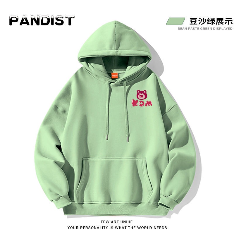 Áo Hoodie Dày Dặn Tay Dài In Họa Tiết Gấu Và Dâu Tây Dễ Thương Thời Trang Xuân Thu Cho Nữ