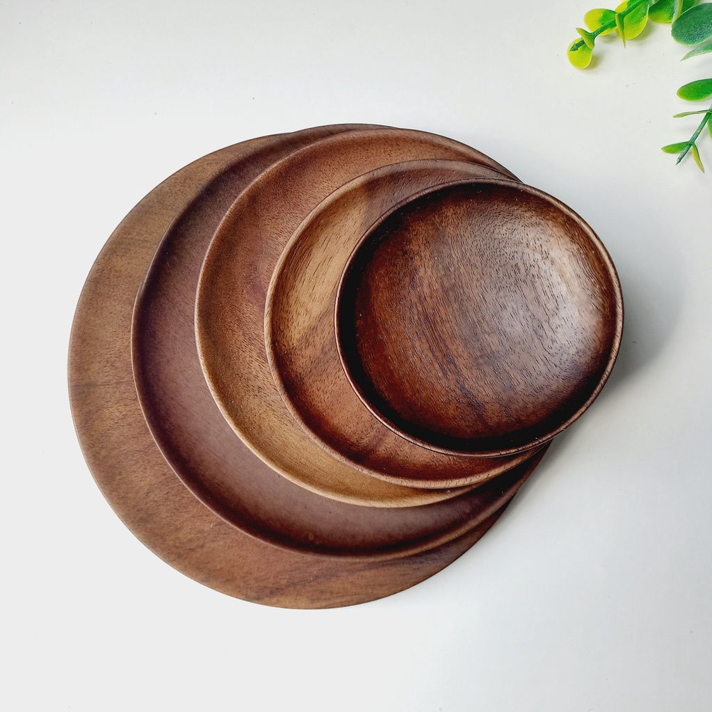 Đĩa Gỗ Keo Tròn Màu Nâu Đen Đẹp Mắt Đựng Đồ Ăn, Decor Trang Trí Chụp Ảnh Của Vitrapro