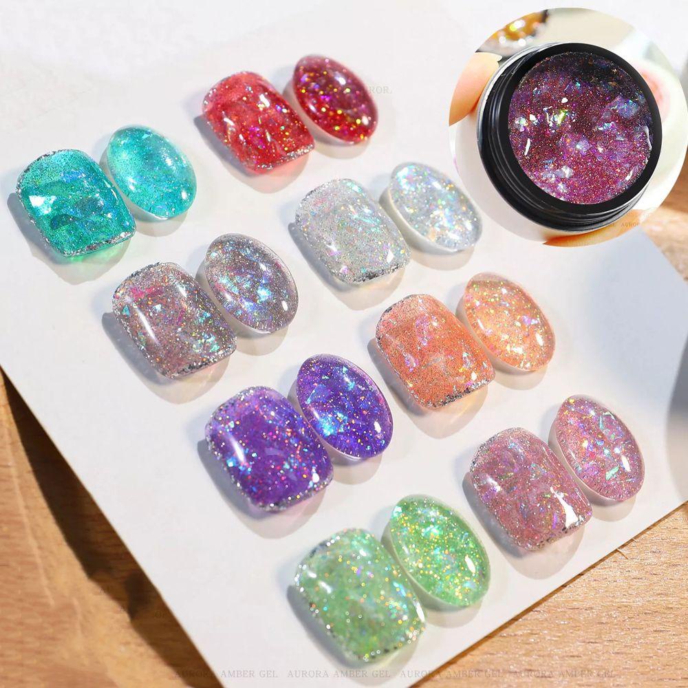 QQMALL Sơn Móng Tay Dạng Thạch Phối Kim Tuyến Lấp Lánh Thời Trang Cho Nữ