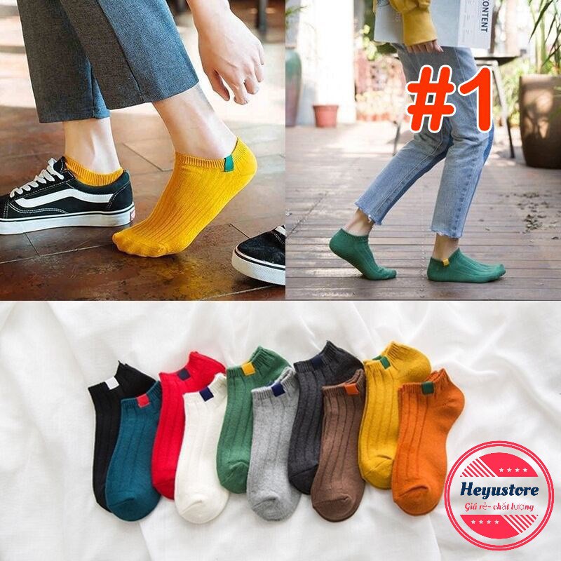 Tất vớ cotton nam cổ thấp đơn giản tất Unisex vintage thời trang ulzzang Hàn Quốc thấm hút mồ hôi nhiều màu