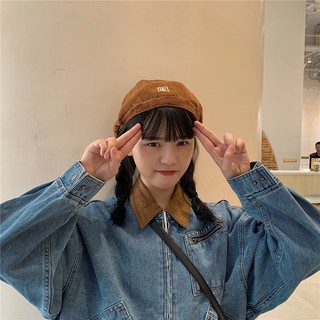 Mũ Beret Vải Nhung Thêu Họa Tiết Phong Cách Retro Nhật Bản