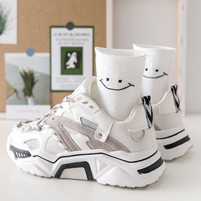 Vớ Cổ Cao In Họa Tiết Hoạt Hình Màu Trắng Thời Trang Phong Cách Hàn Quốc Cho Nam Và Nữ