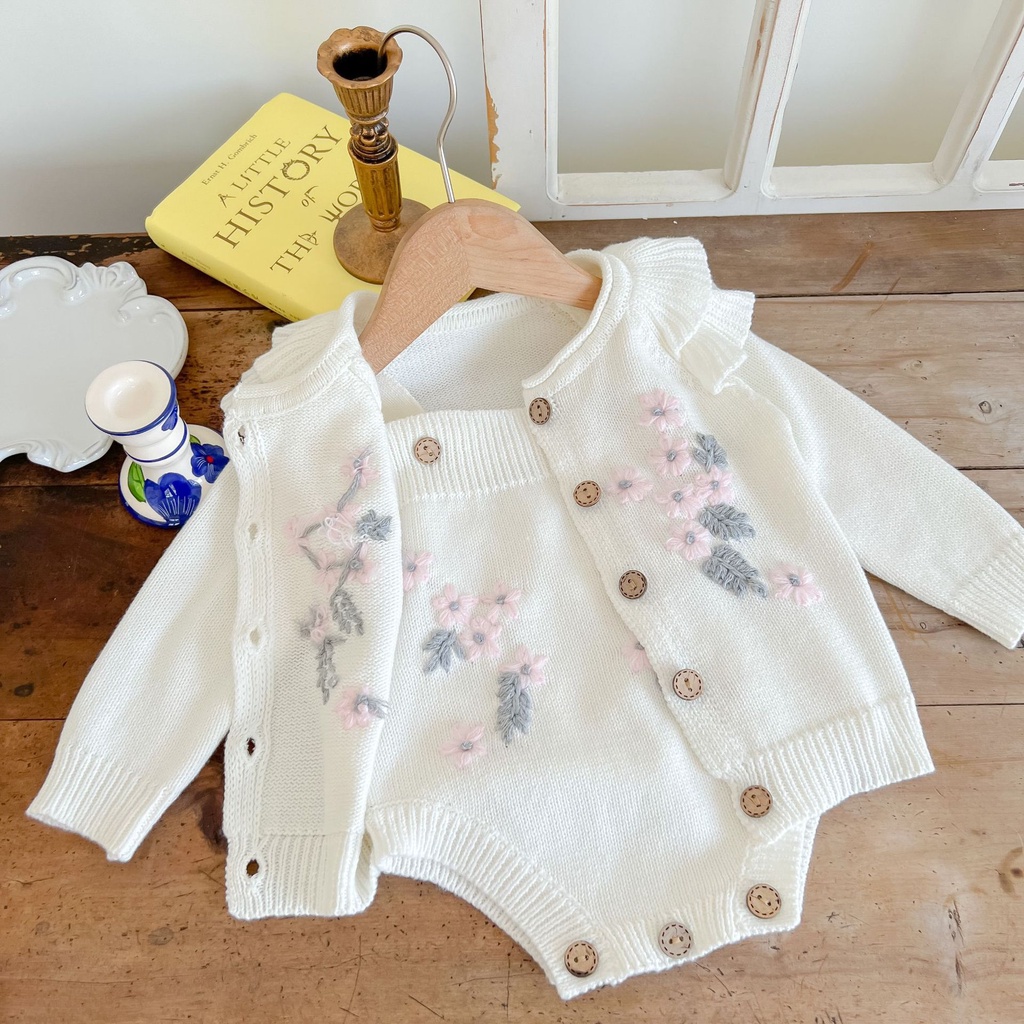 Set Áo Liền Quần &amp; Quần Short In Hoa Cho Bé Sơ Sinh