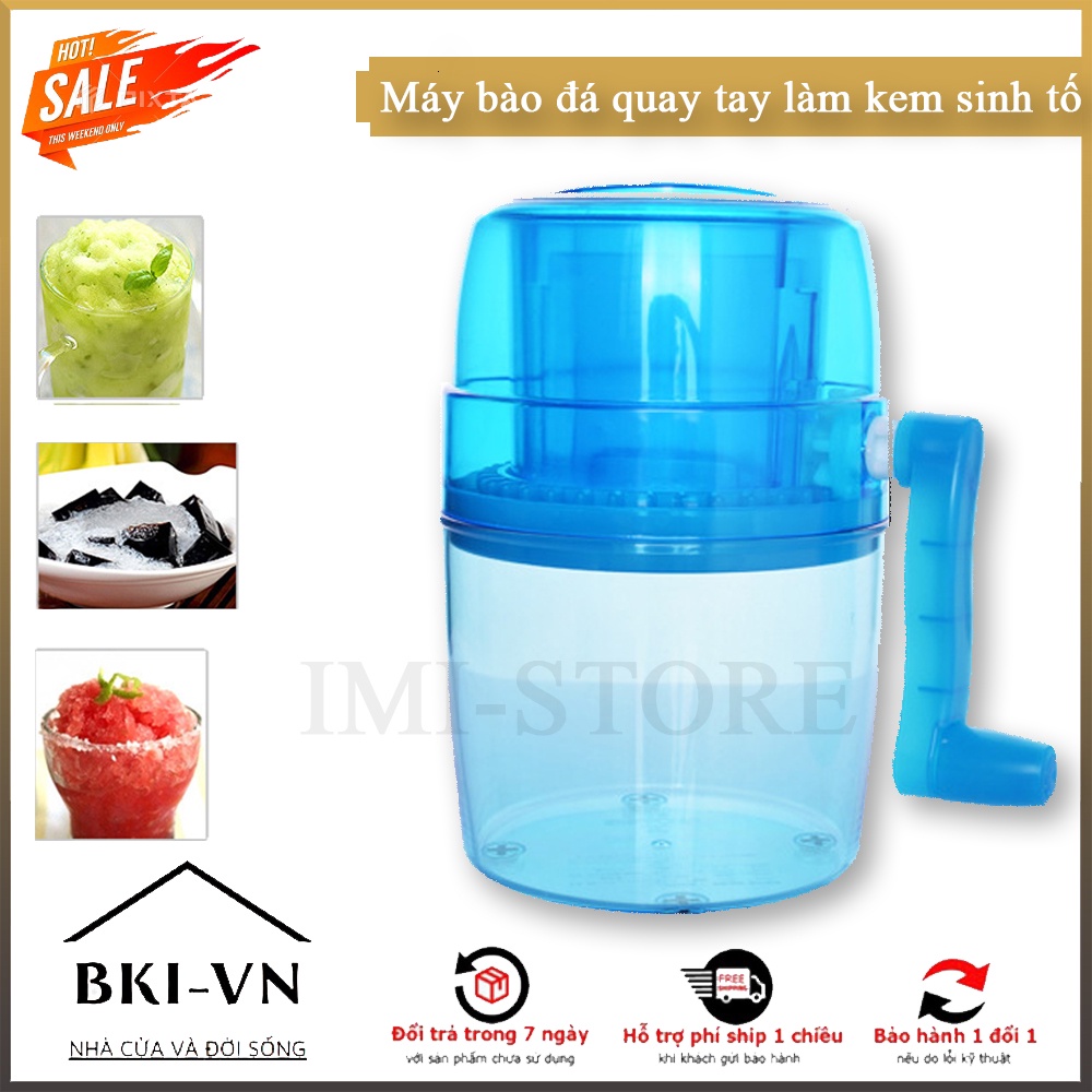 Máy bào đá mini quay tay siêu tiện dụng, dụng cụ xay đá bào nhỏ gọn, lưỡi dao sắc bén thép không gỉ