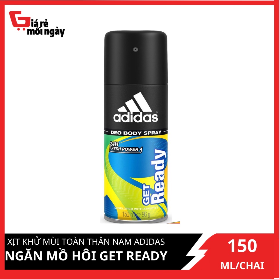 [Hàng nhập khẩu chính hãng] Xịt Khử Mùi Toàn Thân Nam Adidas Ngăn Mồ Hôi Get Ready 150ml