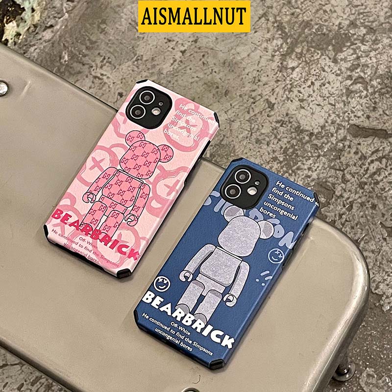 Leather Apple iPhone Case Casing Violent Bear For iPhone7 8 11 12 Pro Max Plus X XS XR XSMAX Dust Shock Dirt Resistant TPU Silicon Soft Case Cover Skins AISMALLNUT