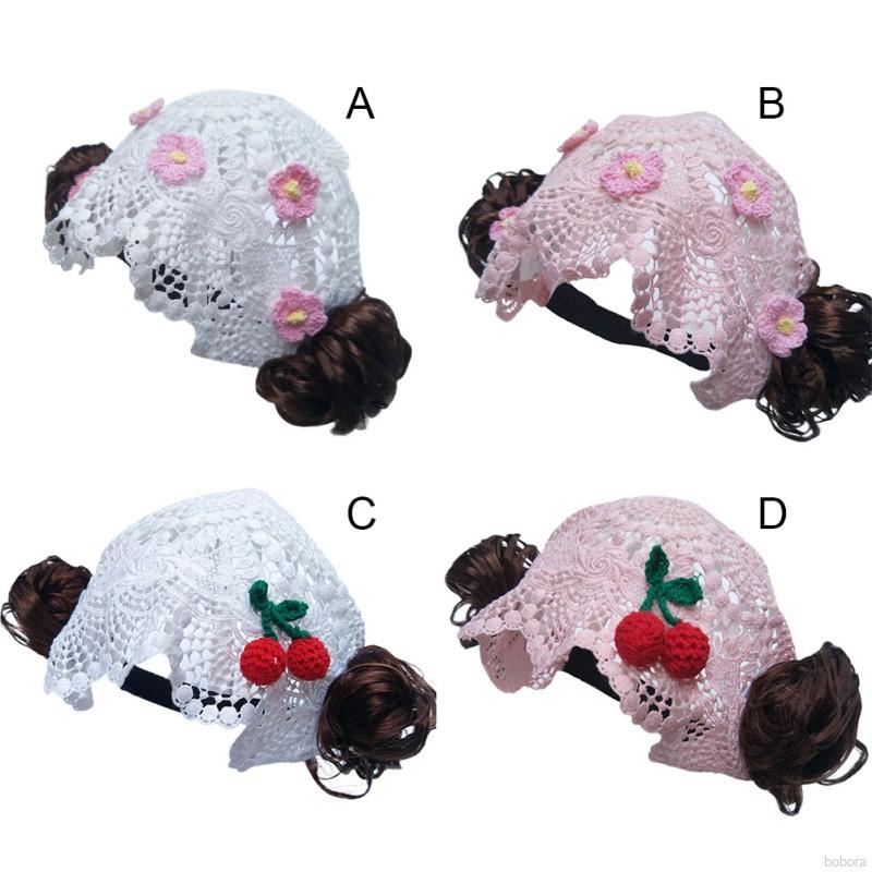 Băng đô đội đầu kiểu tóc giả trang trí hình trái cherry xinh xắn dành cho bé gái