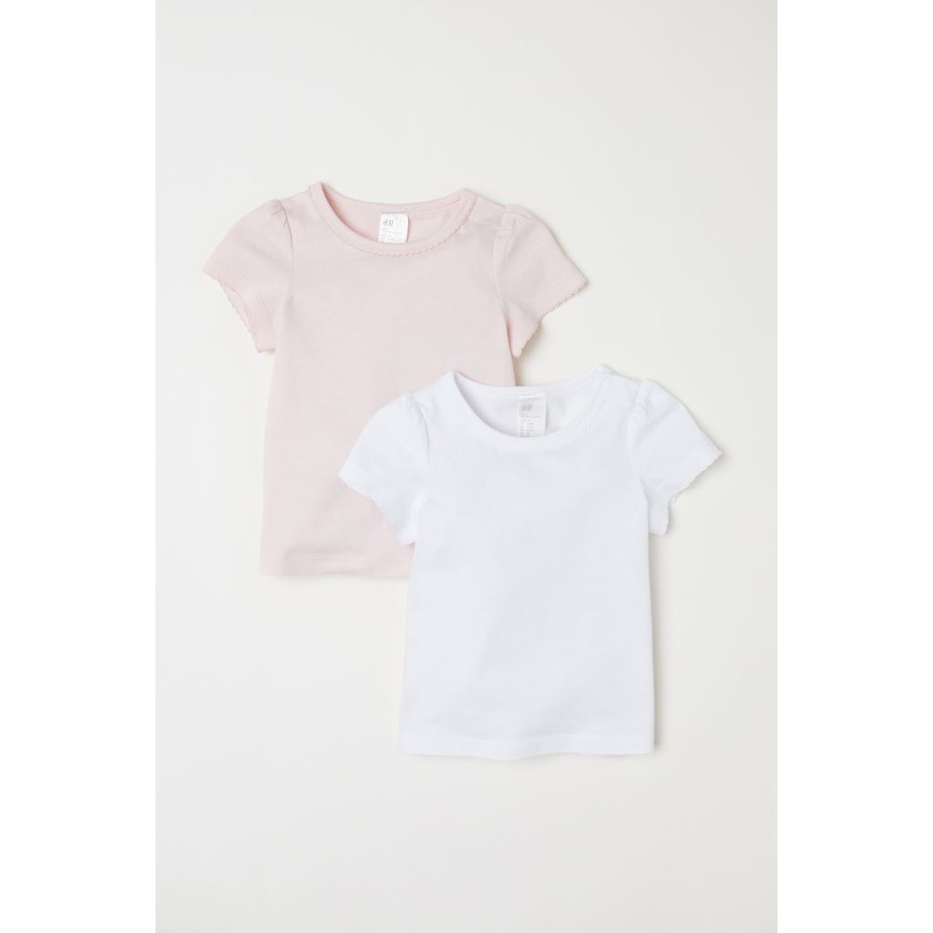 Set 2 áo trắng hồng HM H&amp;M size 2-4m 6-9m_hàng chính hãng authentic