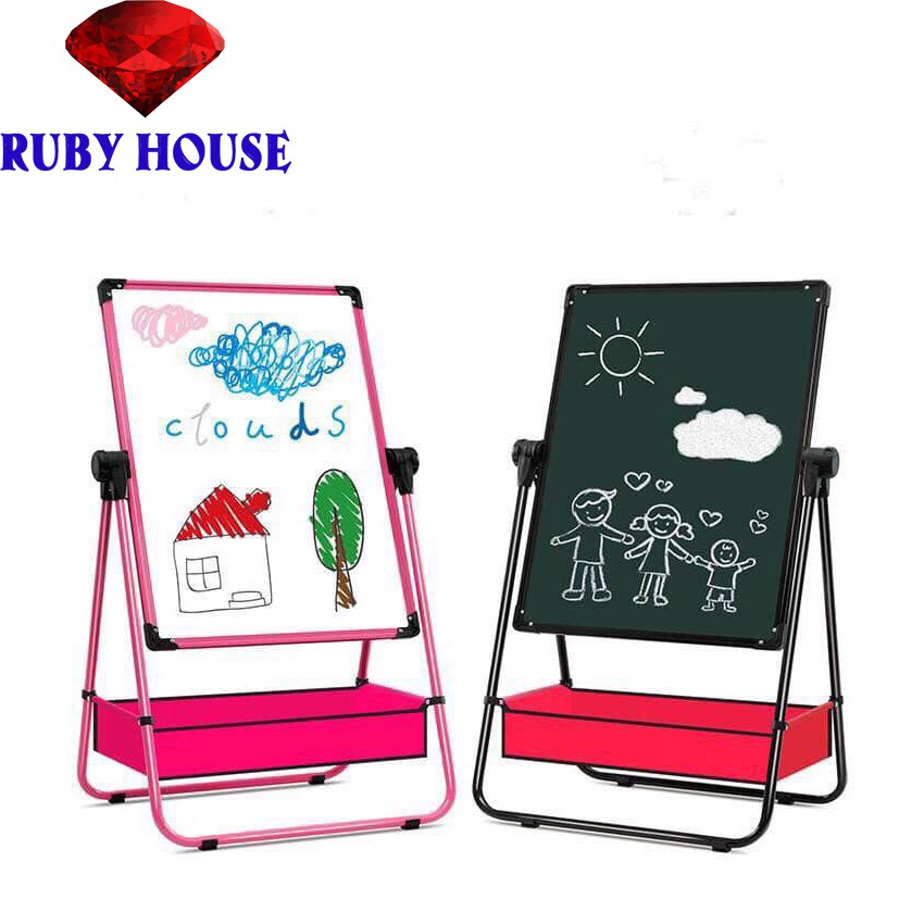 [LOẠI 1]Bảng vẽ hai mặt EDU cho bé có từ tính, xoá dễ dàng, không bám bụi, Bảng vẽ đa năng kèm phấn và bút - Ruby House