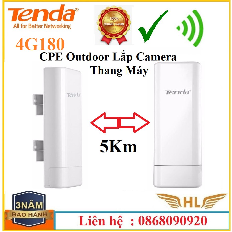 Bộ Phát 5km điểm tới điểm CPE ngoài trời Tenda O3 Bộ Hoặc O1 500m- Hàng Chính Hãng