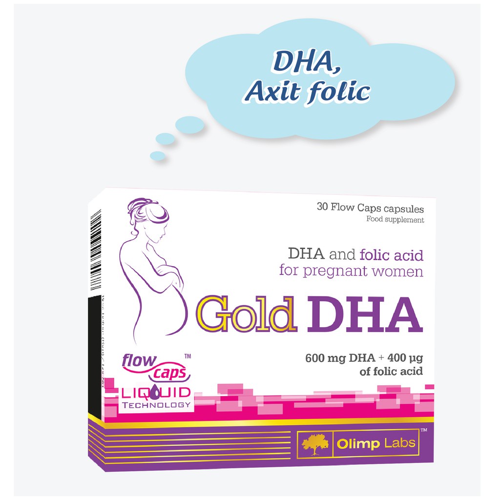 Chela Gold DHA - Bổ sung Axit Folic và DHA từ dầu cá cho bà bầu - giúp não bộ thai nhi phát triển tốt - Hộp 30 viên