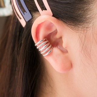 Bông tai Bạc 925 dạng kẹp không cần xỏ lỗ Unisex Earcuff 5 Lines Twist & Flat Ddreamer 1405EC