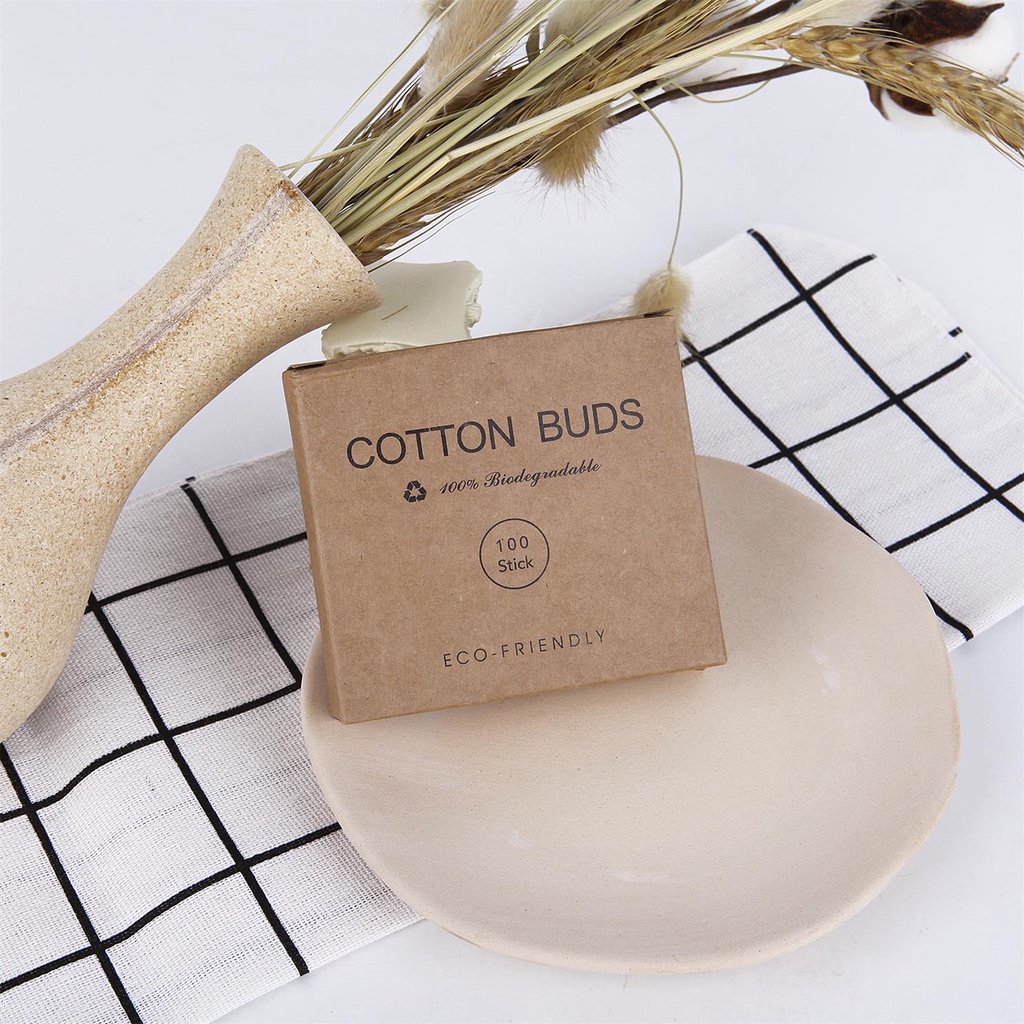 [Hàng mới về] Bộ 100/ 200 tăm bông cotton tre dùng một lần đa năng tiện lợi