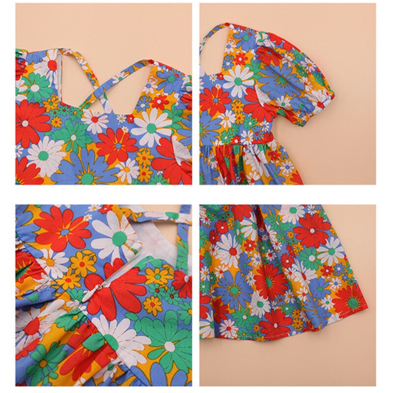 Đầm công chúa IQ Angel họa tiết hoa thời trang Hàn Quốc cho bé gái