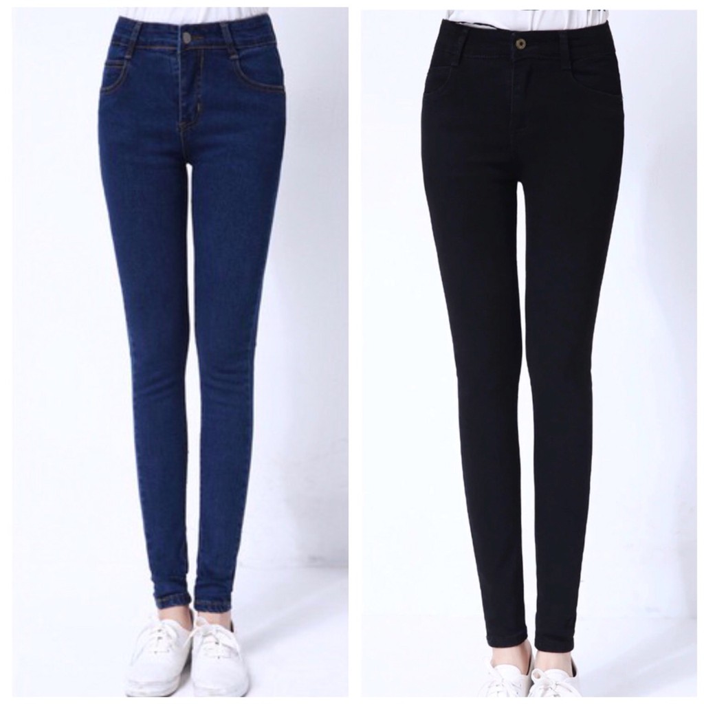 Quần jean nữ 👖👖 co giãn lưng cao vải mềm mịn hàng công ty💖 trơn lai thường | BigBuy360 - bigbuy360.vn