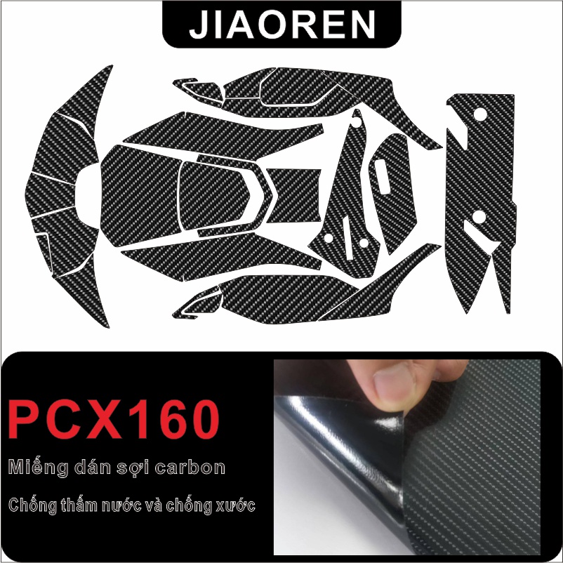 Miếng dán sợi carbon Đối với Honda PCX 160 Dán xe máy Đề can chống thấm toàn thân Màng bảo vệ