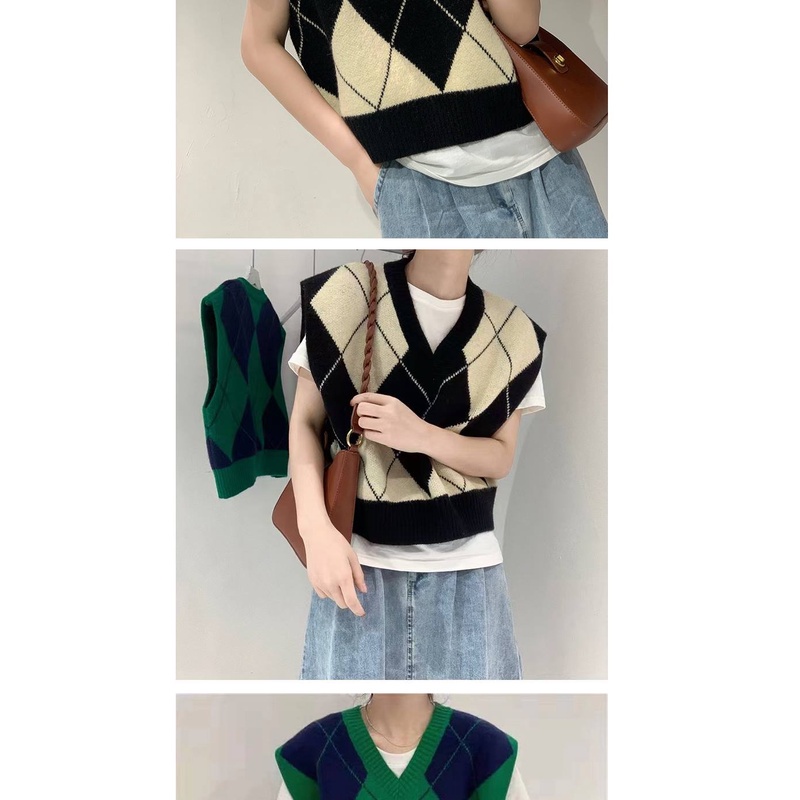 Áo khoác len cardigan không tay dáng rộng phong cách retro Hàn Quốc | BigBuy360 - bigbuy360.vn