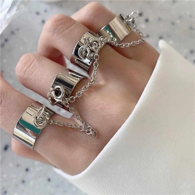 [WHOLESALE][Fashion Punk Style Chain Link Multiple Finger Rings For Women Men][Men Finger Ring][Lovely Jewelry Gifts For Girl Friends]