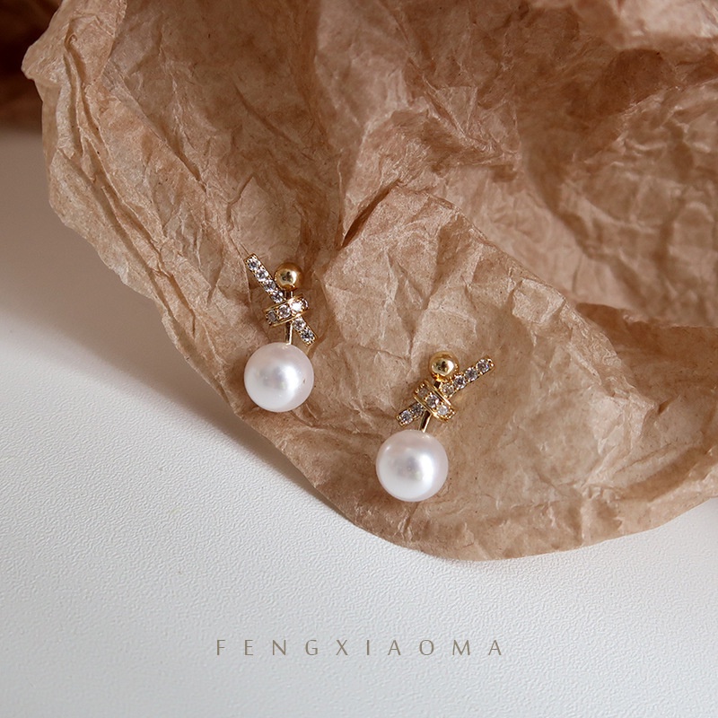 Bông tai mạ bạc 925 đính ngọc trai thiết kế đơn giản thời trang cho nữ