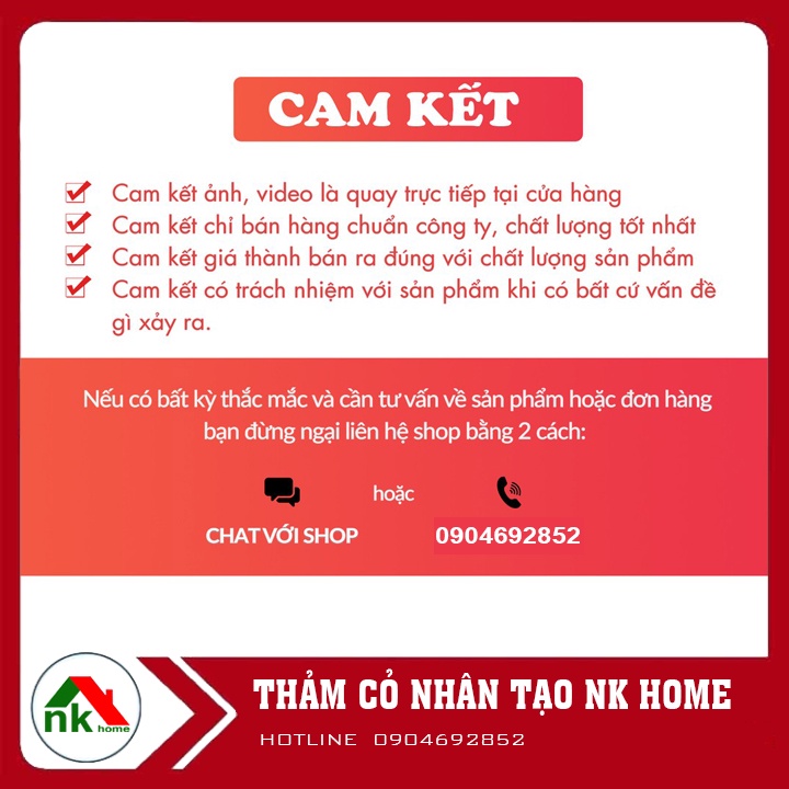 Thảm cỏ nhân tạo sợi cao 2cm - Hàng loại 1 đế không bụi đen