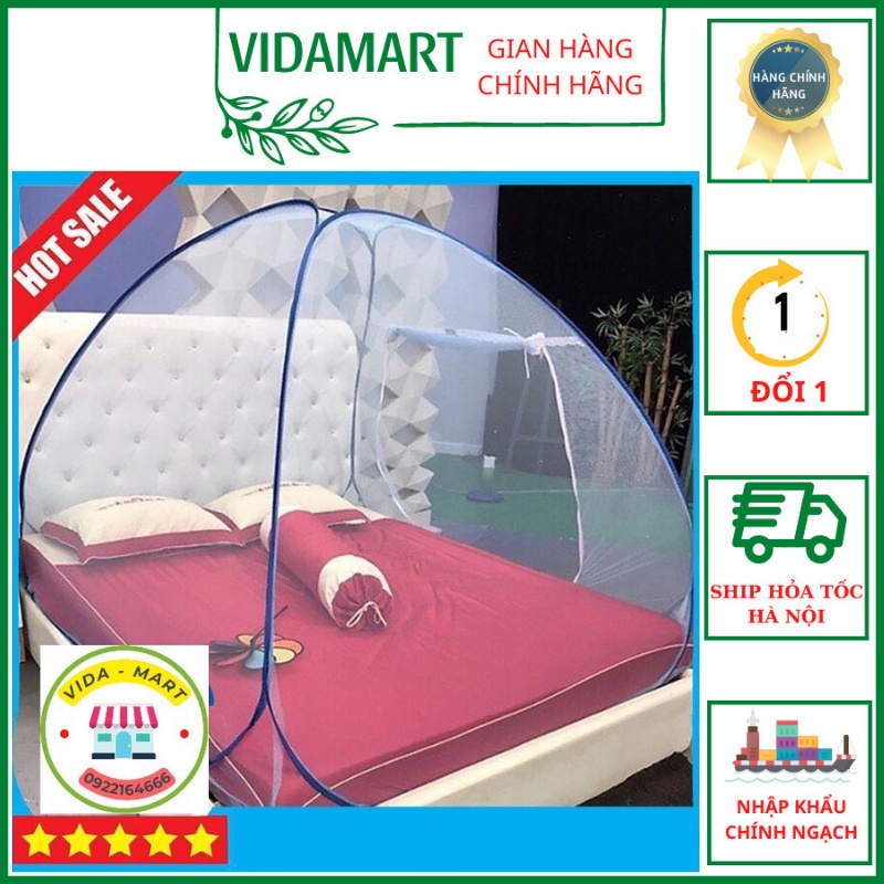Màn Chụp Tự Bung⚡ Mùng Chụp Gấp Gọn Đủ Kích Thước 1m6/1m8/2m2 - Hàng Việt Nam Chất Lượng Cao (vidamart)