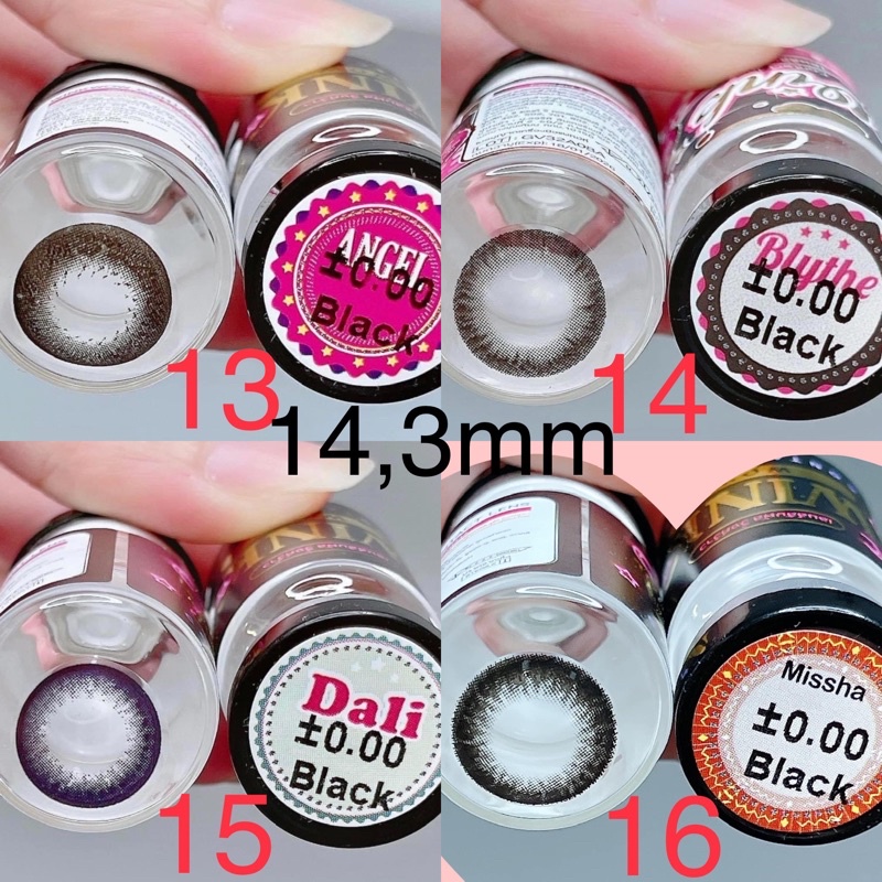 (FREE SHIP) Các mẫu lens Đen_Black HOT size ít giãn 14,3-14,2mm _Không độ
