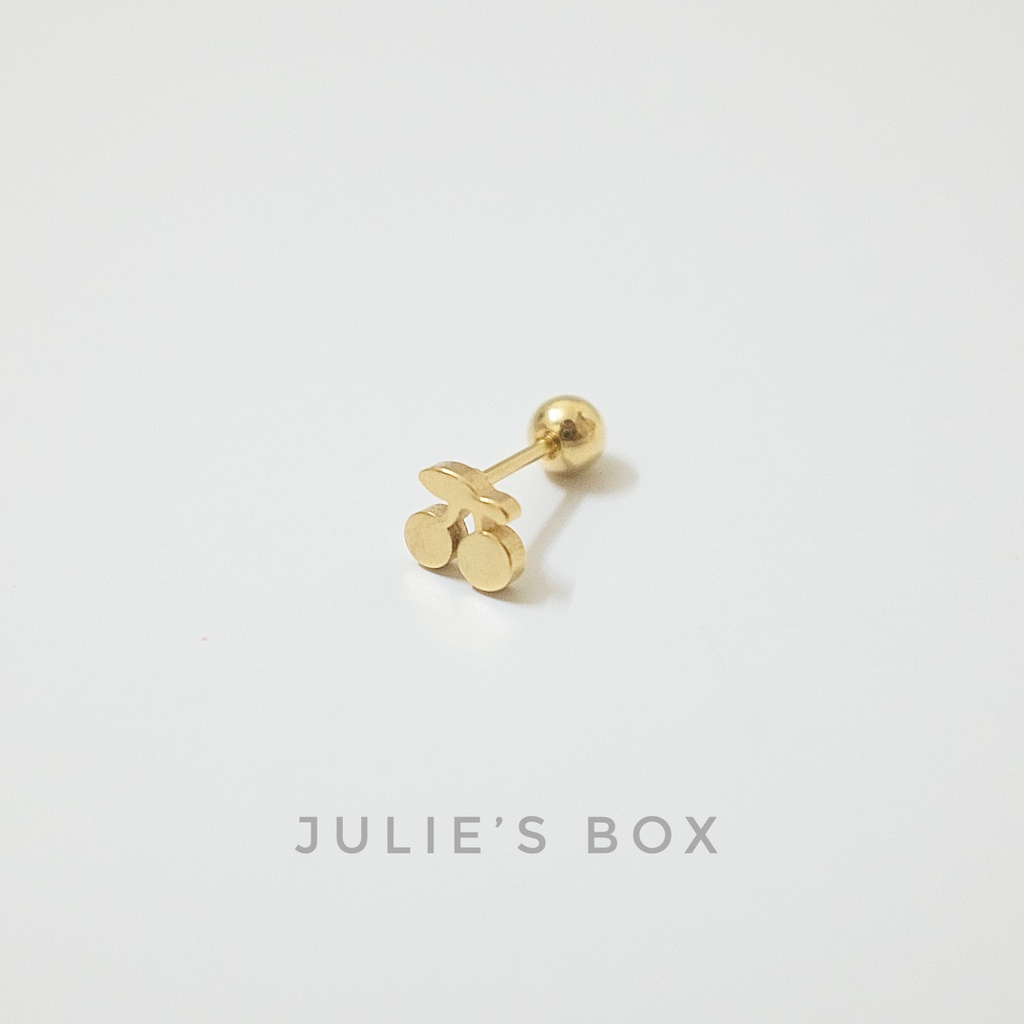 [1 Chiếc] Khuyên Tai Titan Unisex Cherry Màu Vàng Đuôi Bi Không Gỉ Sét Không Ngứa Bông Tai Julies Box 66