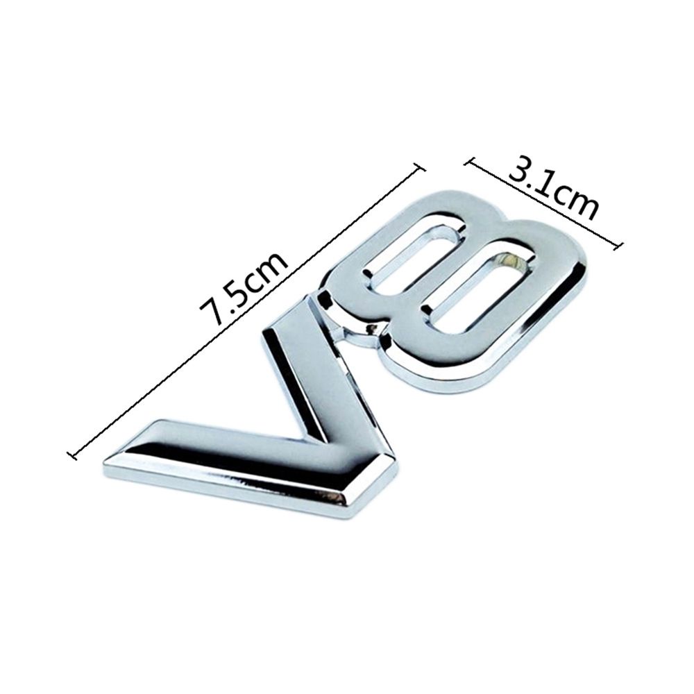 Miếng dán trang trí xe hơi hình logo 3D V8 bằng hợp kim chất lượng cao