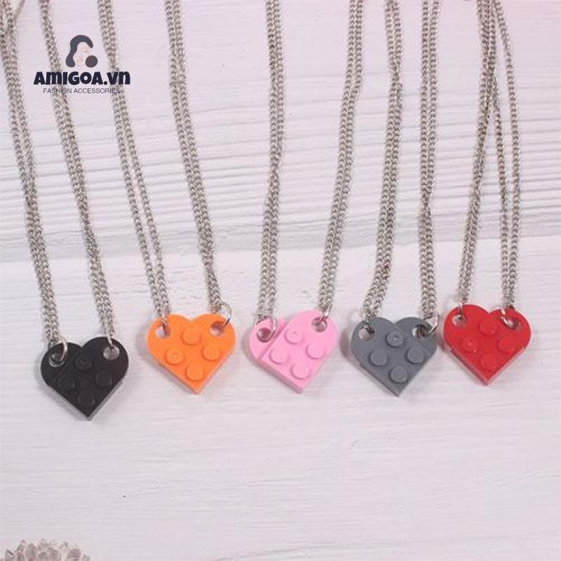 Vòng cổ Mặt Hình Trái Tim Có Thể Tháo Rời Phong Cách Hip Hop Thời Trang Cho Cặp Đôi