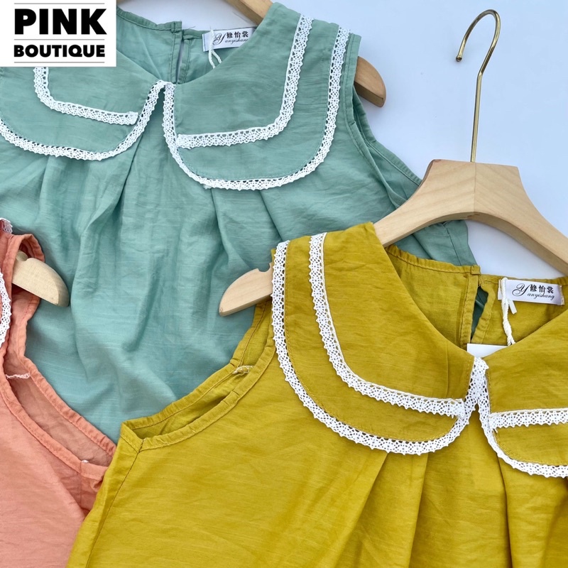 [Mã SKAMFSW175 giảm 10K đơn 50K] Đồ Bộ Nữ Đũi Mặc Nhà Mùa Hè Dễ Thương Cổ Sen Viền Ren Quần Short Thiết Kế PINKBOUTIQUE
