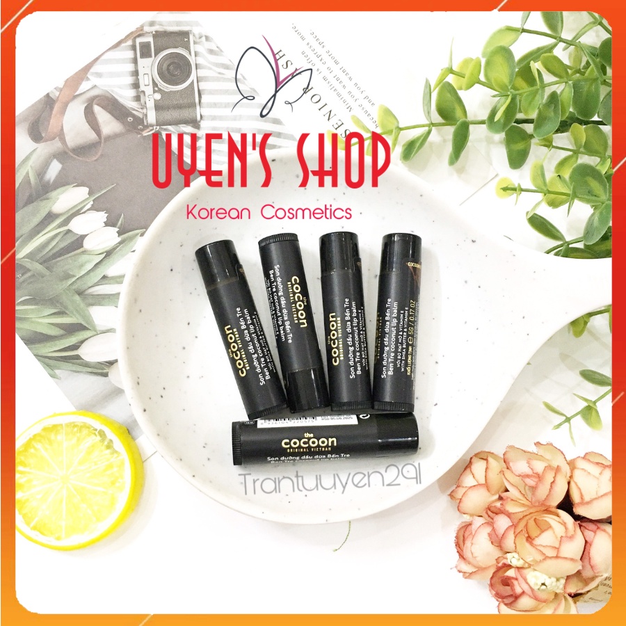 (CHÍNH HÃNG) Son Dưỡng Dầu Dừa Bến Tre Cocoon 5gr