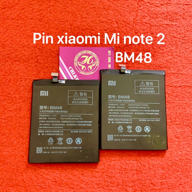 Pin xiaomi Mi note 2 zin - kí hiệu trên pin BM48