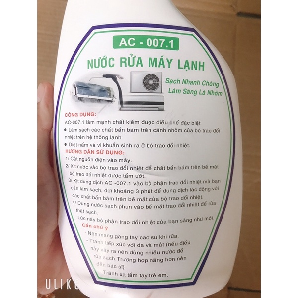 Nước rửa máy lạnh đa năng AC007.1 mẫu mới