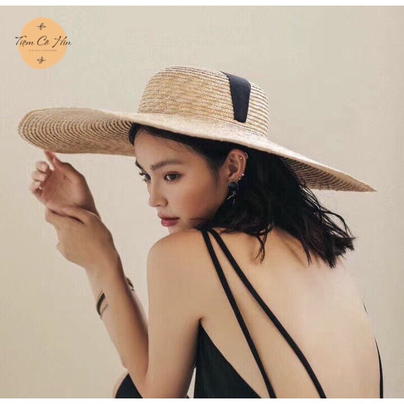 Mũ cói Gaucho rộng vành buộc dây vintage 12 và 15cm đi biển che nắng tốt 100% tự nhiên ship 1h không lo hỏng