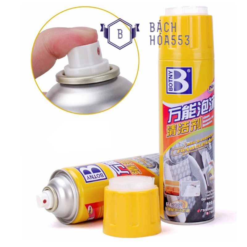 Chai xịt bọt vệ sinh bề mặt da, nhựa nhám đa năng Botny 650ml