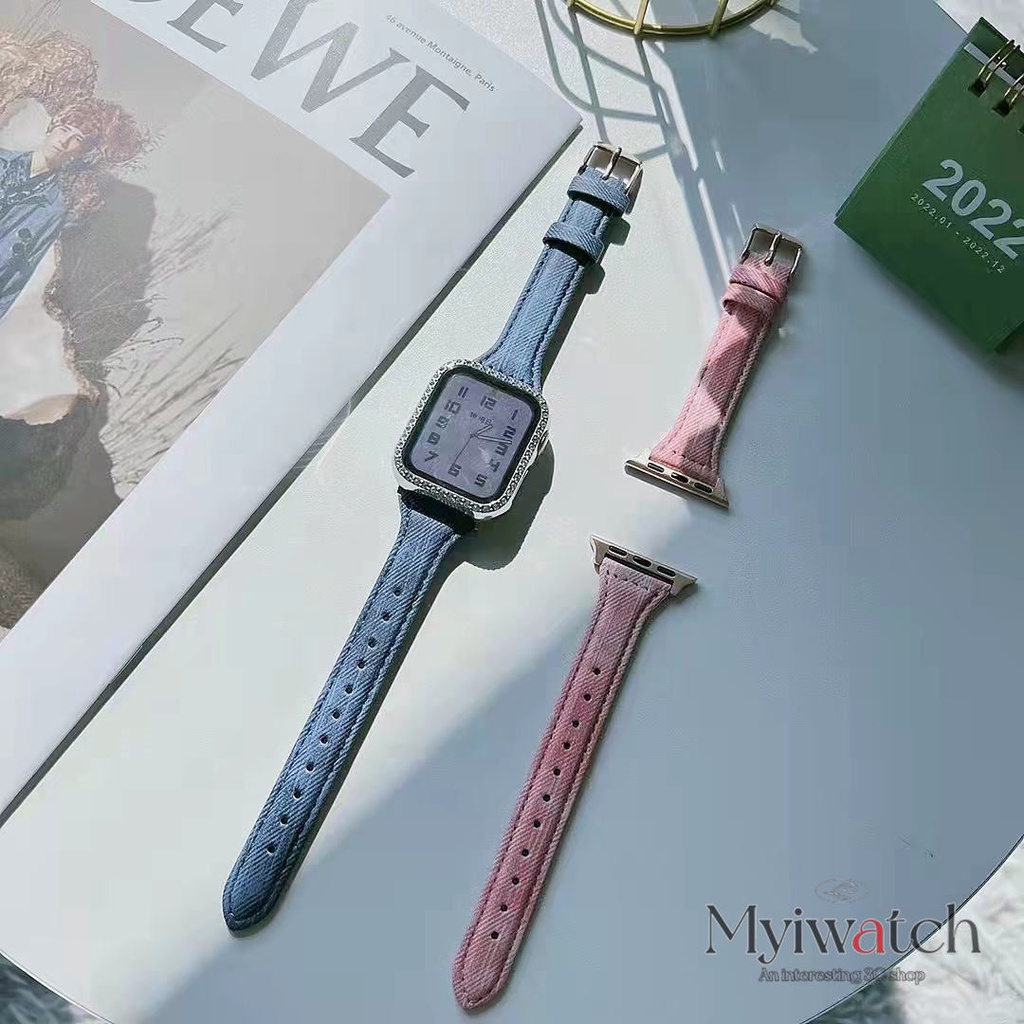 【không tồn kho】Dây Đeo Bằng Da Mỏng Nhẹ Cho Đồng Hồ Thông Minh Apple Watch 41mm 45mm 40mm 42mm 38 44mm Iwatch serie 7 6 SE 5 4 3