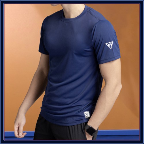 Áo thể thao nam màu xanh Navi NUTTY, áo tập gym, vải thun lạnh, co dãn 4 chiều, chuẩn form, thoải mái