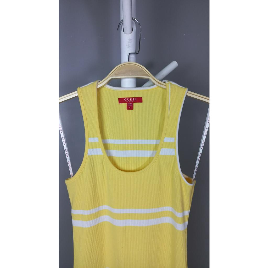 Đầm bodycon sát nách thun gân cotton midi xuất khẩu Guess