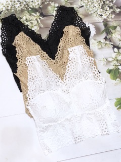 Áo bralette ren hoa dáng dài-dáng lửng