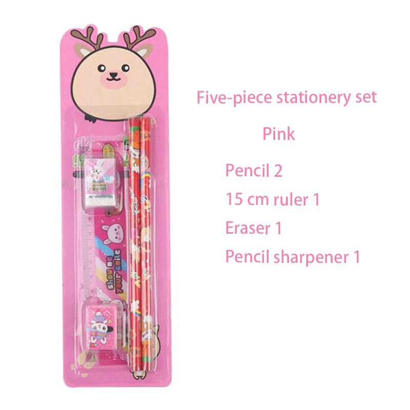Set 5 bút chì gỗ kèm gôm tẩy dành cho trẻ em