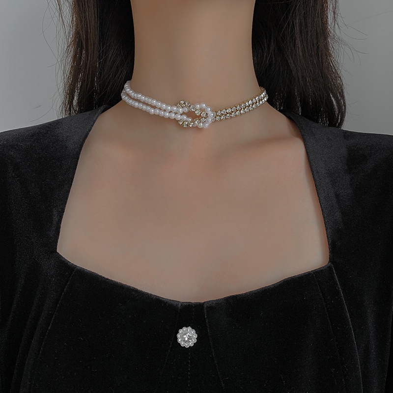 Vòng Cổ Choker Phối Hạt Ngọc Trai Thời Trang Xinh Xắn Cho Nữ